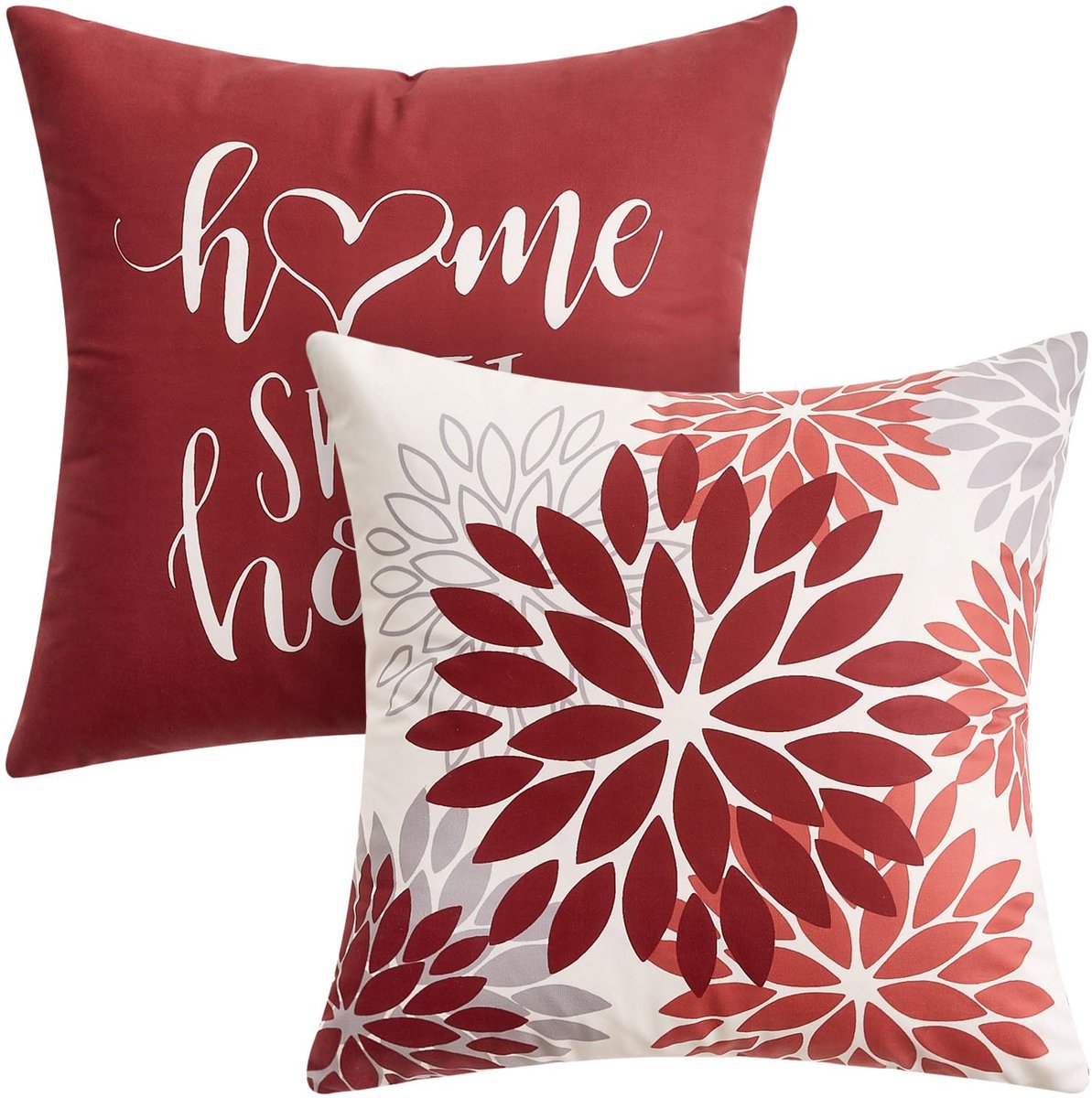 Kussenhoezen 45x45 cm Rood Fluweel Zachte Fluwelen Kussenhoes Bloem Decoratieve Kussenhoezen 2-delig Dubbelzijdig Bedrukt Elegant Sierkussen Slaapkamer Bed Woonkamer Moderne Decoratie