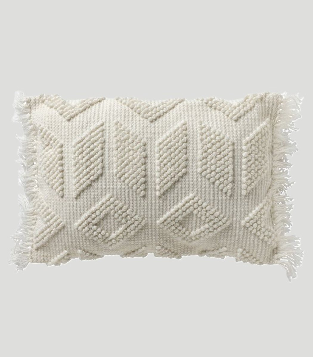 Sierkussen Odin Snow White met binnenkussen 60 x 40 cm met franje/Sierkussen Odin Snow white