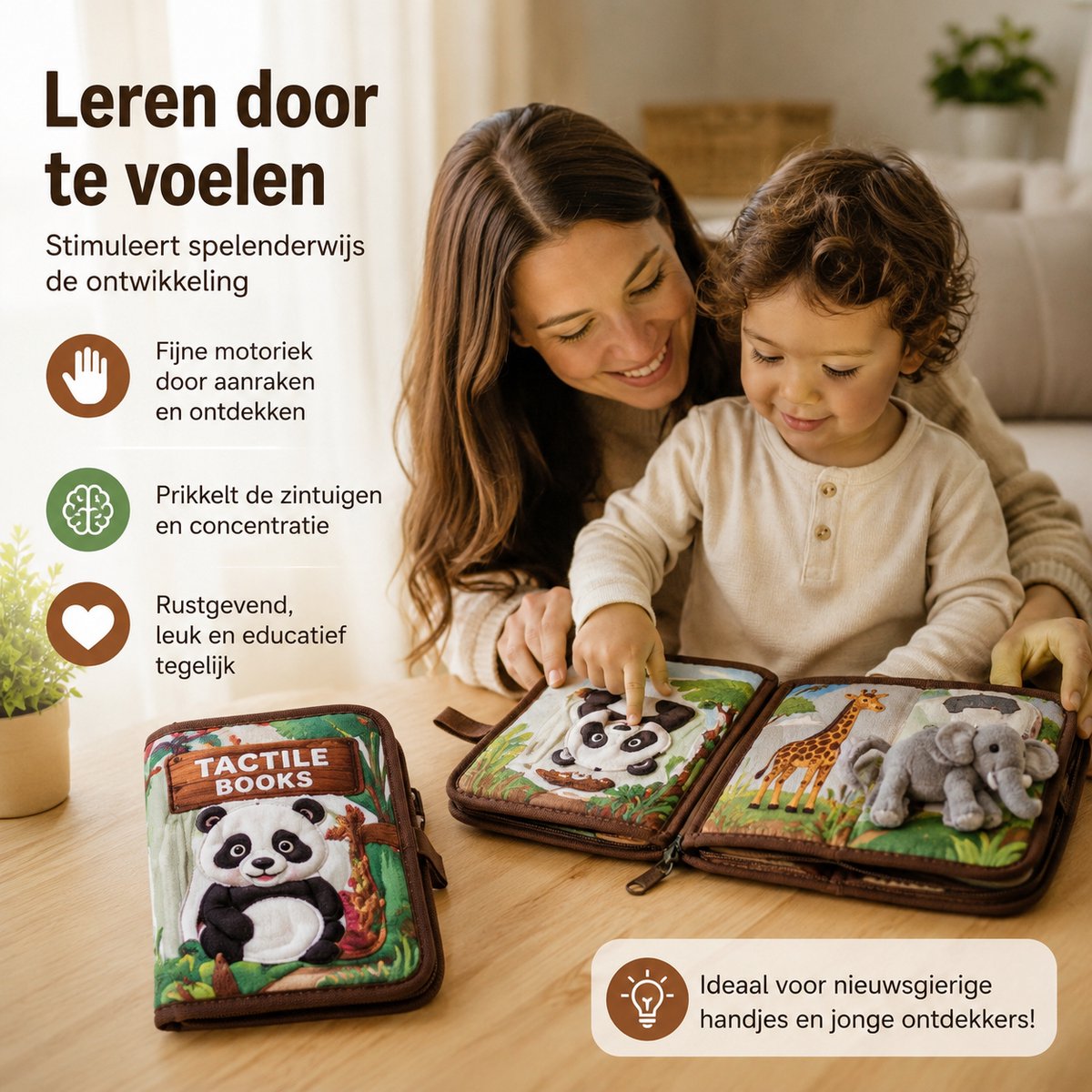 Montessori -Busy Book - Panda-Voelboek- Sensorisch Speelgoed - Activiteitenboek - Fijne Motoriek - Peuters - Leeftijd 1 tot 3 Jaar — afbeelding 8