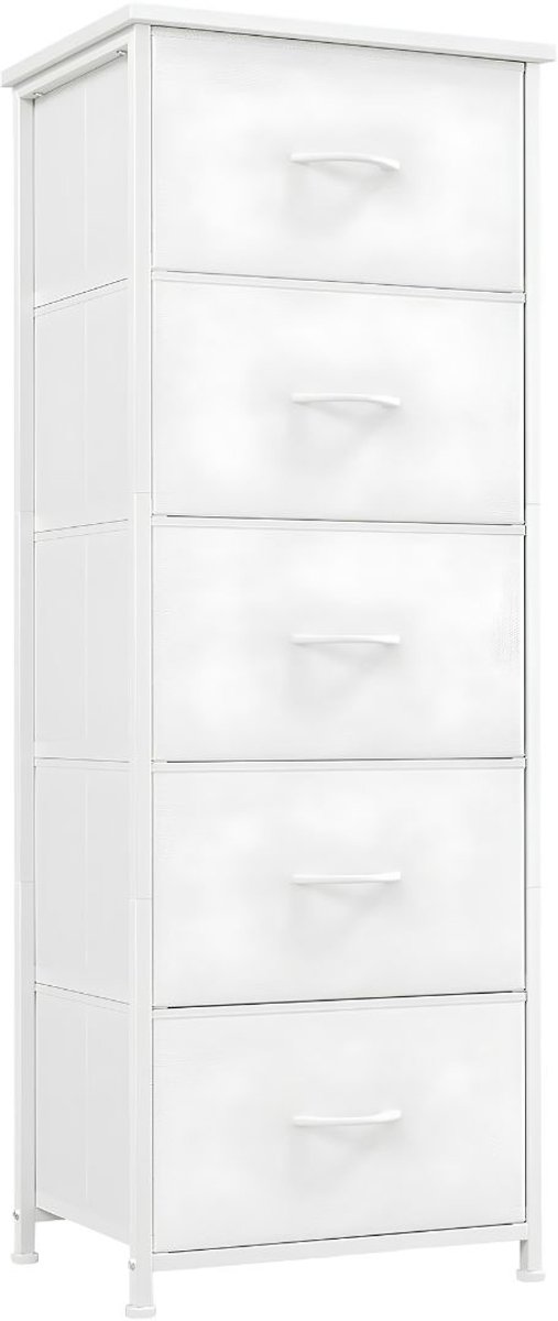 SP® Ladenkast - 5 lades - Opbergkast voor de slaapkamer - Ladekast met stoffen lades - Wit - 30cm x 42cm x 115cm