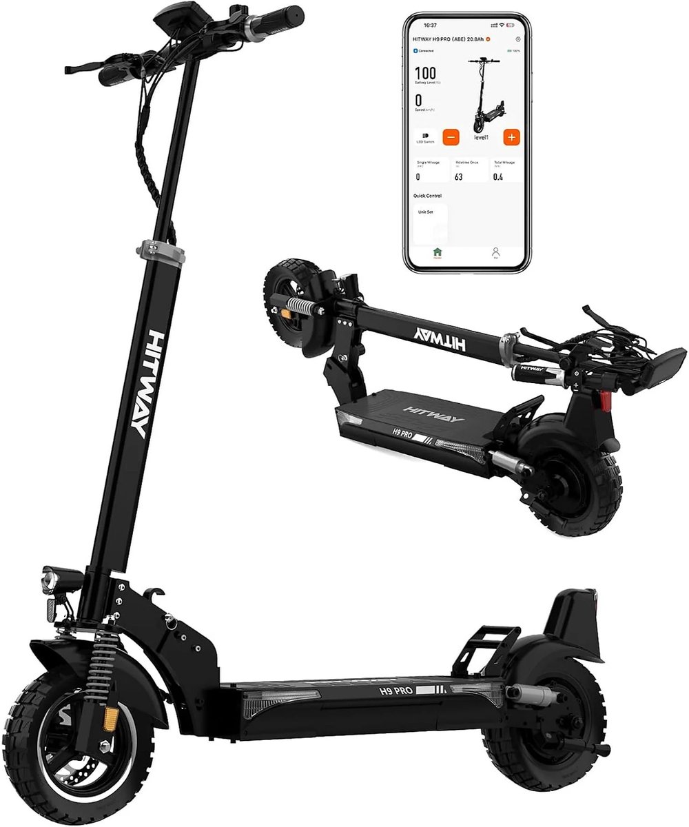Bol.com HITWAY Elektrische Step H9 Pro ABE - E Scooter met 10 Inch Banden en een 20.8Ah Batterij met Hoge Capaciteit – Actieradi... aanbieding