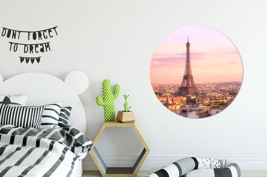 Paris aux couleurs pastel Cercle mural aluminium