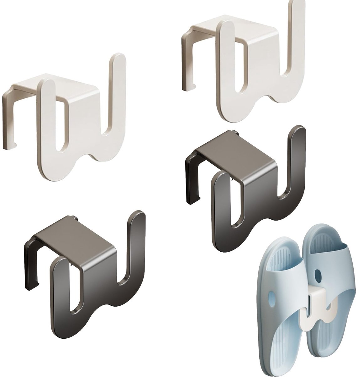 4 Stuks Schoenenhouders, Wandmontage Ruimte Aluminium Deurschoenenrek, voor Entree, Woonkamer, Badkamer, Balkon (Geweergrijs, Wit)