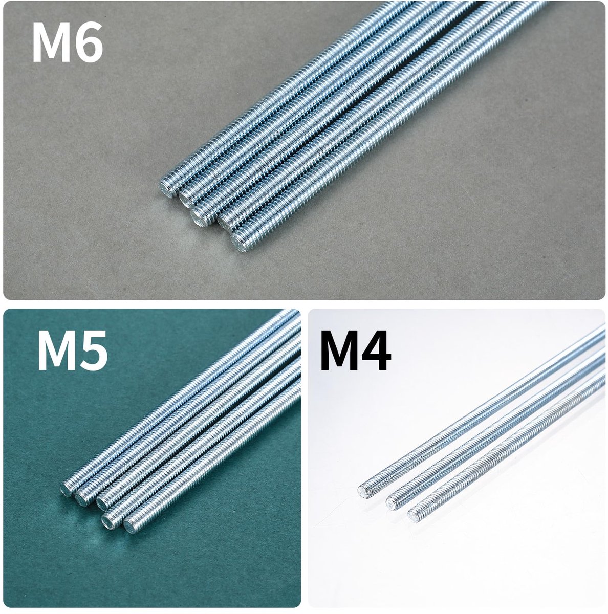 5 stuks M6 schroefdraadstangen, draadstangen, draadbouten, schroefdraadpennen blauw zink, draadstaven met metrische volledige schroefdraad met moeren en sluitringen (M6 x 300 mm)