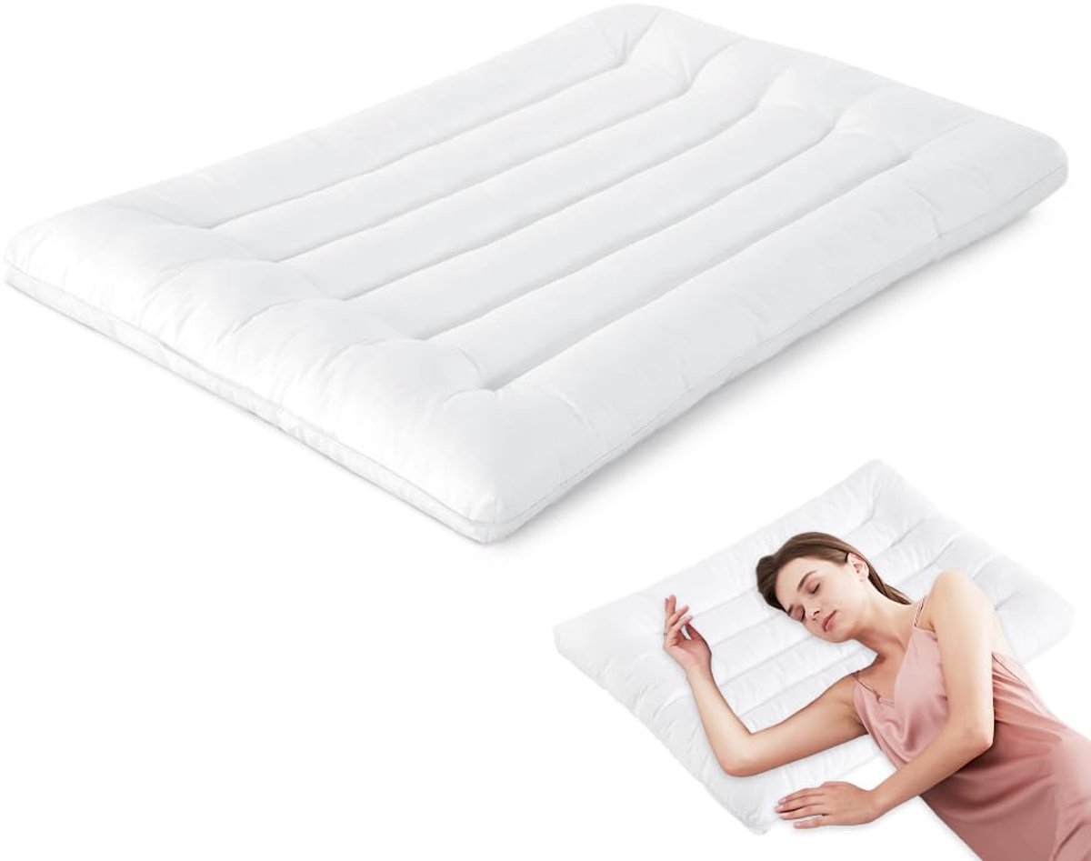 kussen om te slapen, dun kussen voor rugslapers, 6,5 cm hoog buikslaapkussen, slank bedkussen ter verlichting van nekpijn, orthopedisch kussen, 80 x 40 cm