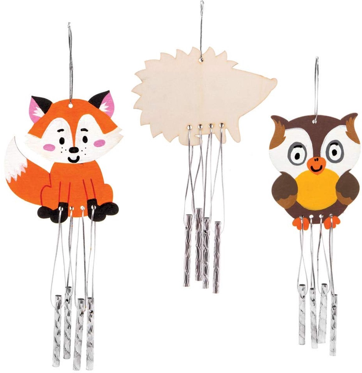 Ross AW877 Woodland Animal windspel van hout, 4 stuks