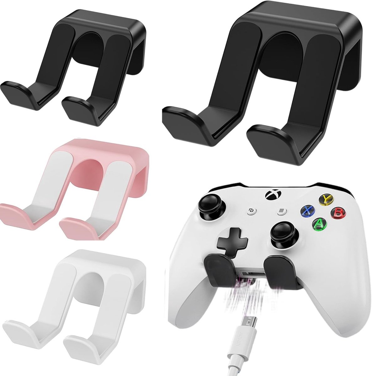 4PCS Hoofdtelefoon Hanger met Hol Ontwerp voor Warmteafvoer, Zelfklevende Desk Holder en Magnetische Oplossing voor Gaming Headsets en Oordopjes
