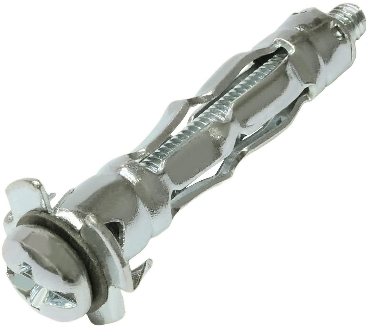 Spreidpluggen Ø8x35 mm voor gipsplaat holle behuizing van metaal - met schroeven M4 - bevestiging in gipsplaten - kleur zilver