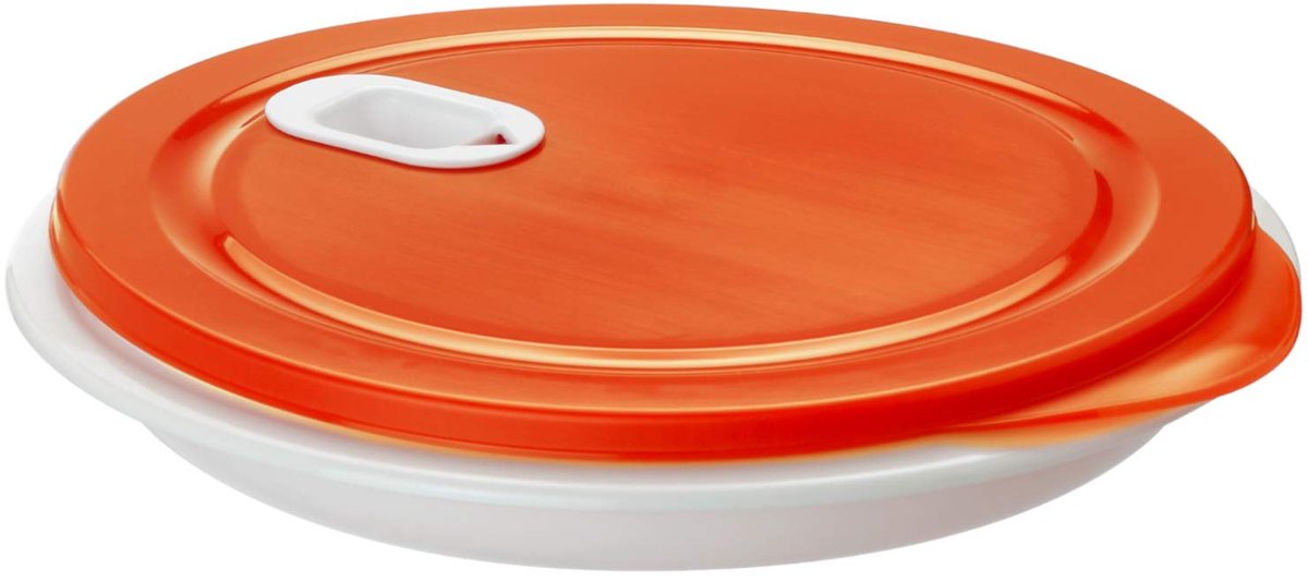 XL Clever Microgolfplaat 1.2l met deksel en tussenschot, Kunststof (PP) BPA-vrij, wit/rood, 1.2l (26.0 x 26.0 x 4.8 cm)