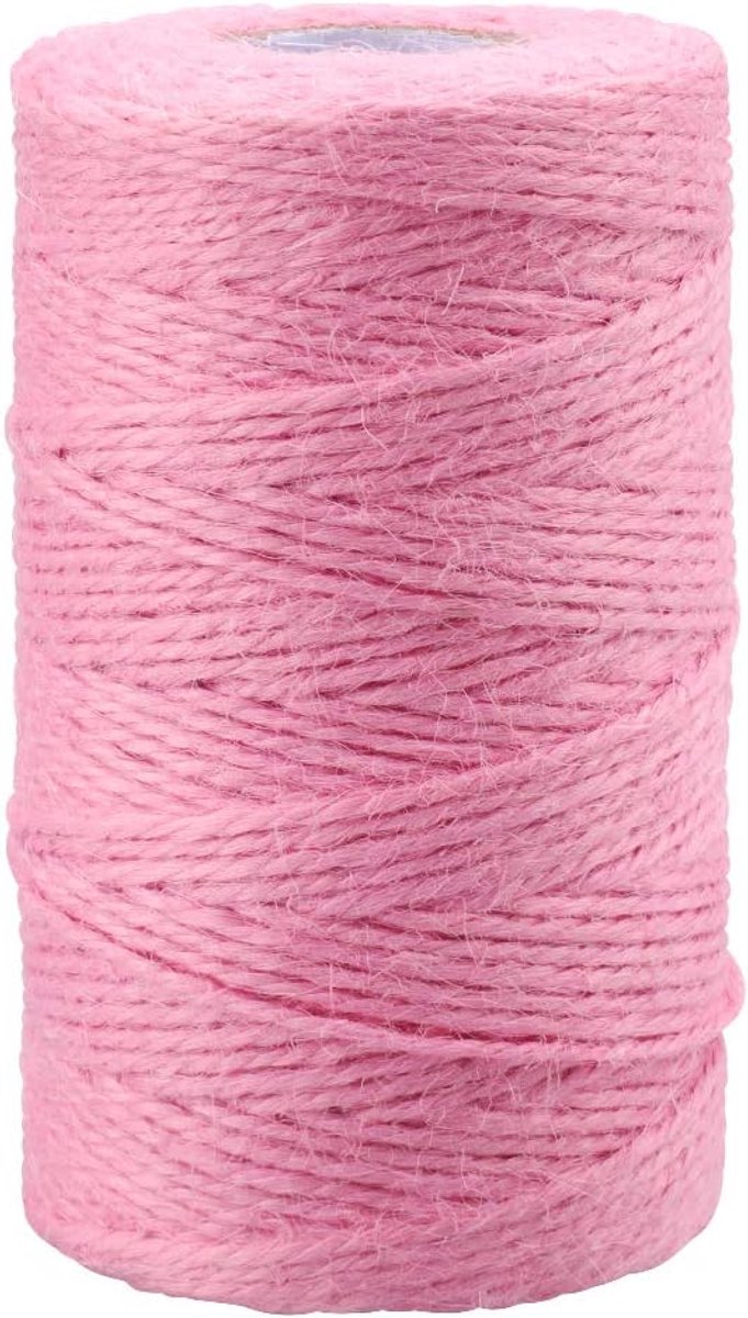 Roze Jute String Touw 2MM, 100M Natuurlijke Tuin Jute Touw, 3 Ply Kunst en Ambachten Linnen Touw voor DIY Ambachten; Tuinieren Gebruik