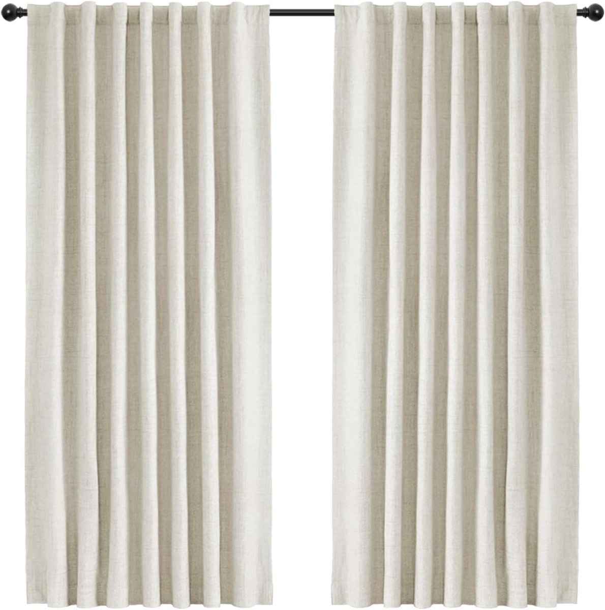 100% Verduisterende Gordijnen 2 Stuks, Linnenlook Gordijnen Thermische Gordijnen Koudewerende Ondoorzichtige Gordijnen, Beige Gordijnen voor Woonkamer Slaapkamer, H 160 x B 140 cm