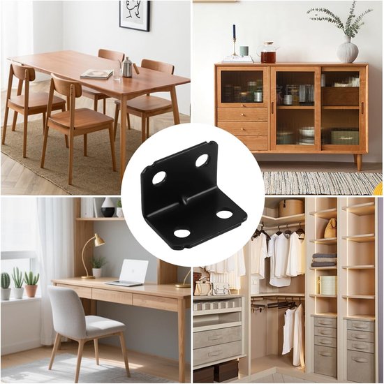 24 Stuks Hoekbeugels,Zwart 23 × 23 × 30 mm 90 Graden Haakse Beugel met 96 Schroeven,L-Vormige Balkhoek,Hoekverbinder,Hoek L-Beugels,Metalen Hoekbeugel voor Het Bevestigen en Repareren van Meubels — afbeelding 5