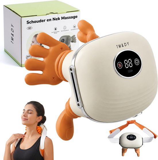 TM&DY Nekmassage Apparaat - Warmte Massagehand - Draadloze Arm, Rug, Been & Schouder Massager met Infrarood - Led Display - 3 Intensiteitsniveaus - USB-C Oplaadbaar - Shiatsu Massagekussen