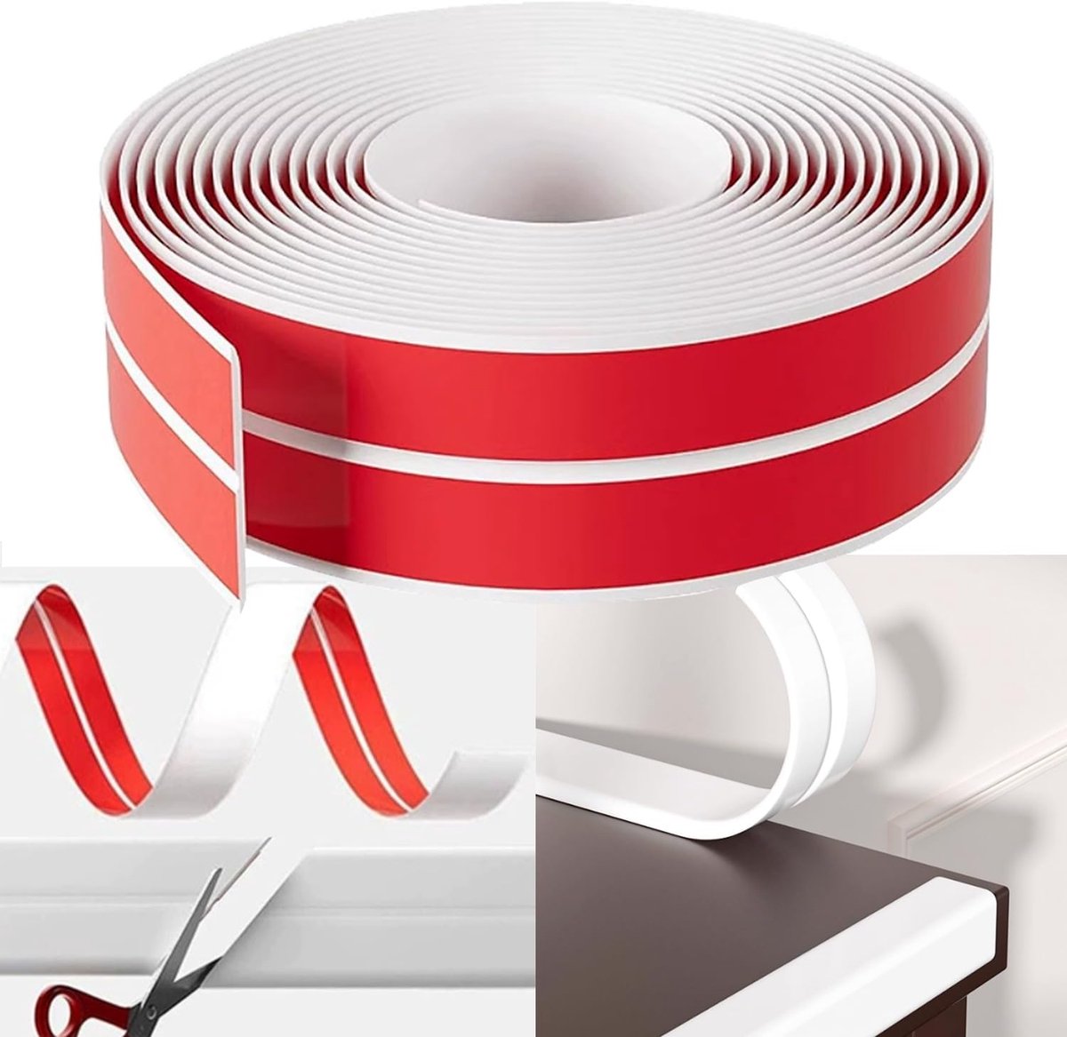 randbescherming Leisten 1X1cm zachte plint Zelfklevend 6M hoekprofiel decoratieve lijst wandlijsten PVC hoekprofiel deuren, ramen, muren, keuken, tegels, trap