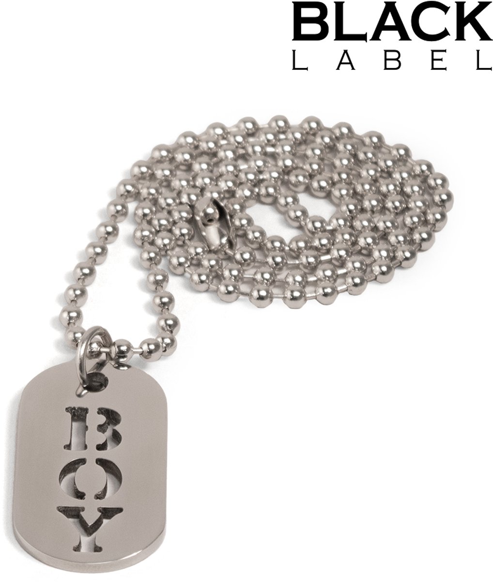 Black Label - BOY Kink Fetish Dogtag - Kinky ketting - RVS