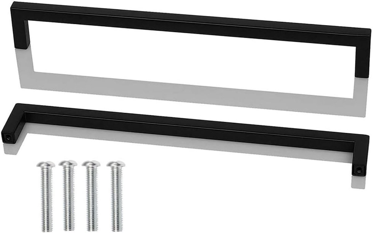 Moderne Zwarte Meubelhandgrepen van RVS, 288 mm, Set van 2 voor Keuken en Kastdeuren