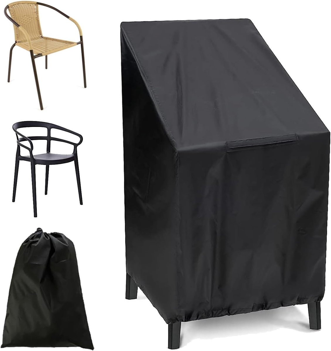 210D Oxford-weefsel, 65 x 65 x 120 cm, stapelstoelhoes, met trekkoord, stoffen voor tuinmeubelen, voor stapelstoel, balkonstoelen