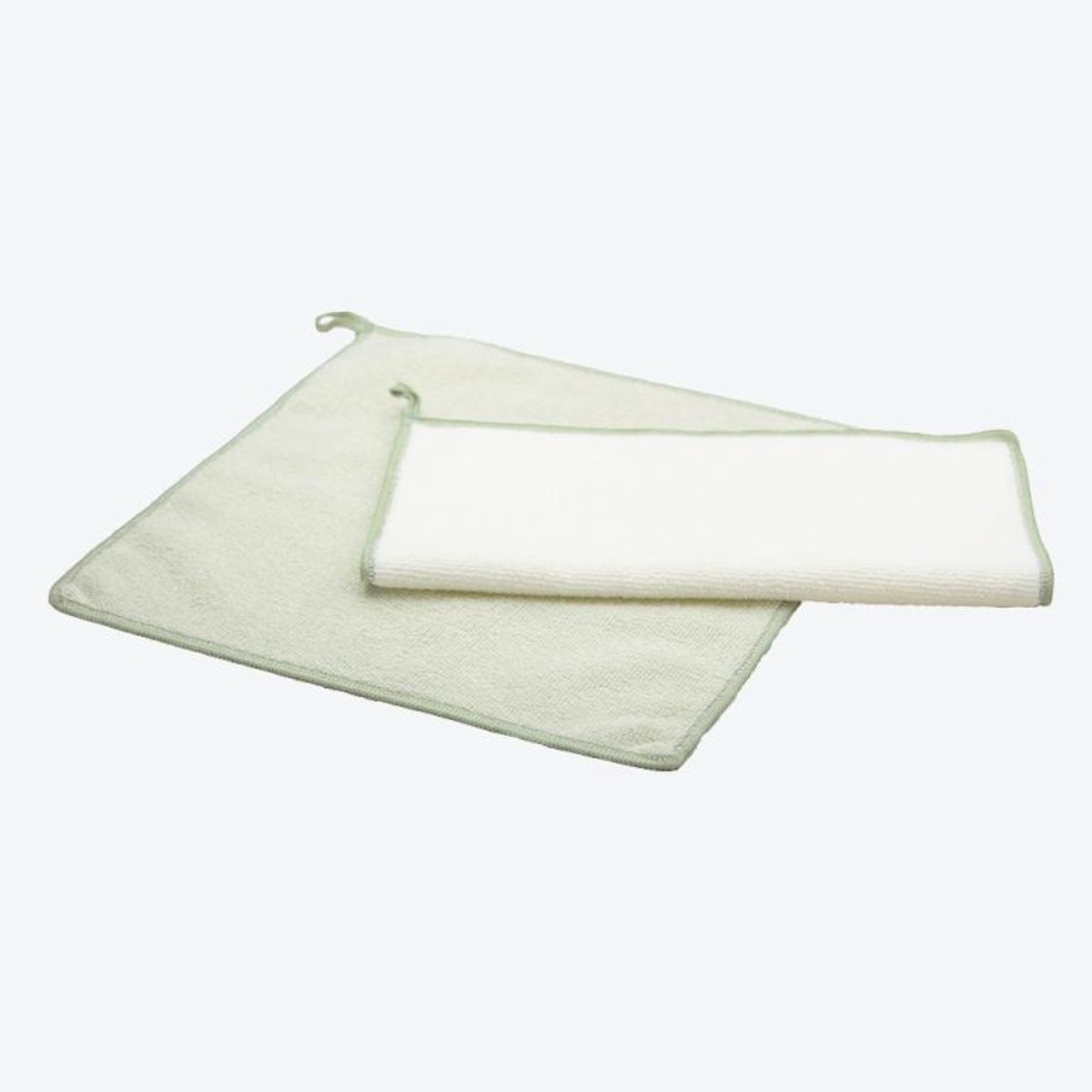 Point-Virgule set van 2 doeken uit microvezel groen en wit 30x30cm