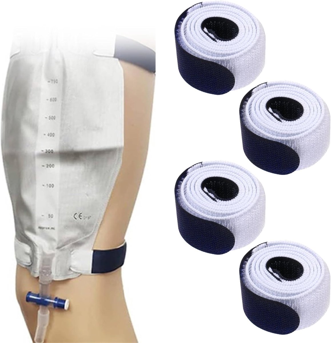 Riem voor urinezakje, katheter, beentas, riemen, katheterhouder, stabilisatie, apparaathouder, riem voor katheter, urinezak, slang, 4 stuks