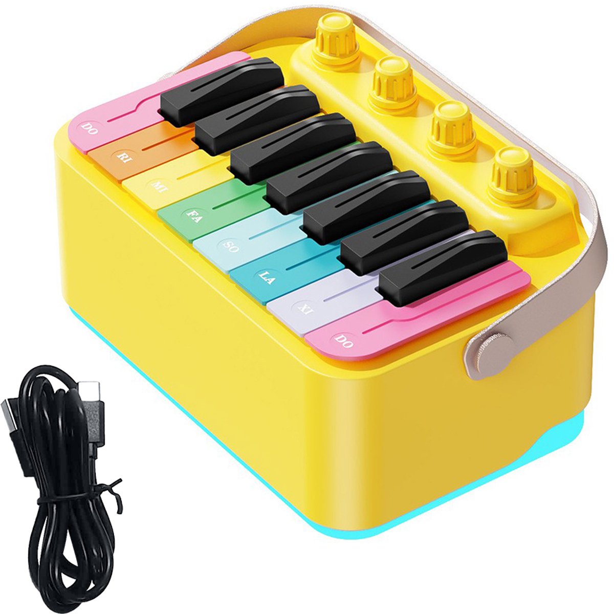 Draadloze Bluetooth-luidspreker - Draagbare mini-luidspreker - Bluetooth-luidspreker met RGB-verlichting - Elektronische piano-look - LED-verlichting