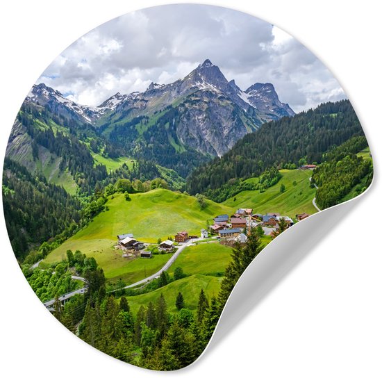 WallCircle® - Behangcirkel 30x30 cm - Muurstickers Bergen in Oostenrijk - Muurcirkel woonkamer - Wandcirkel slaapkamer - Kamer decoratie zelfklevend - Muurdecoratie accessoires