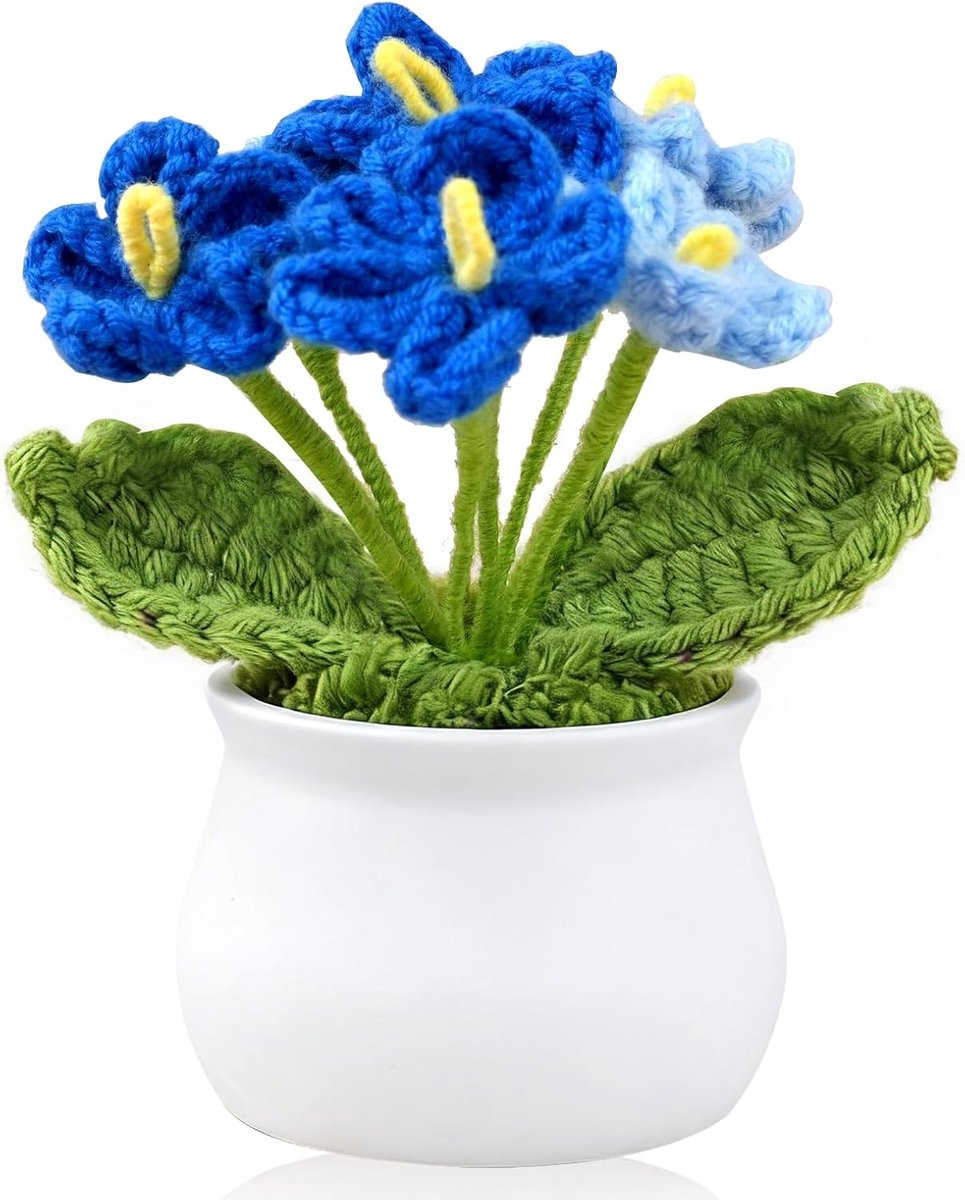 bloemen, vergeet mij niet, gehaakte bloemen, vergeet mij niet, kunstbloemen, boeket, gehaakte bloemen, handgemaakt boeket voor vrienden, Moederdag, verjaardag (blauw kleurverloop)