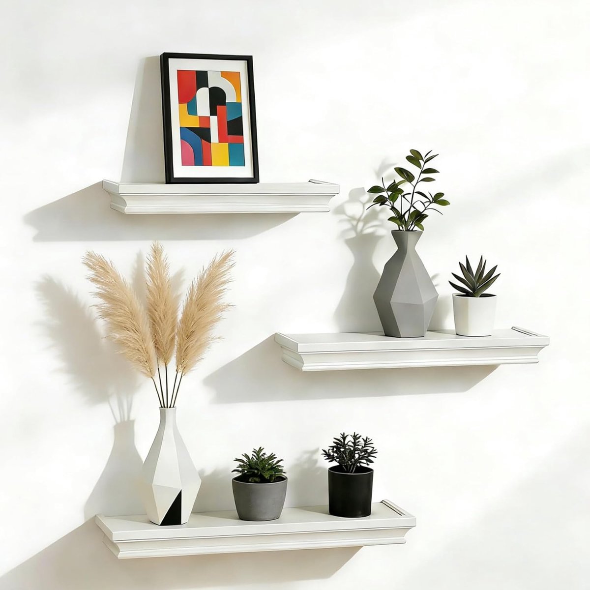 Zwevende planken van MDF-hout, 30/36/42 cm x 10 cm diep, witte decoratieve fotolijst hangplanken voor woonkamer, keuken en badkamer