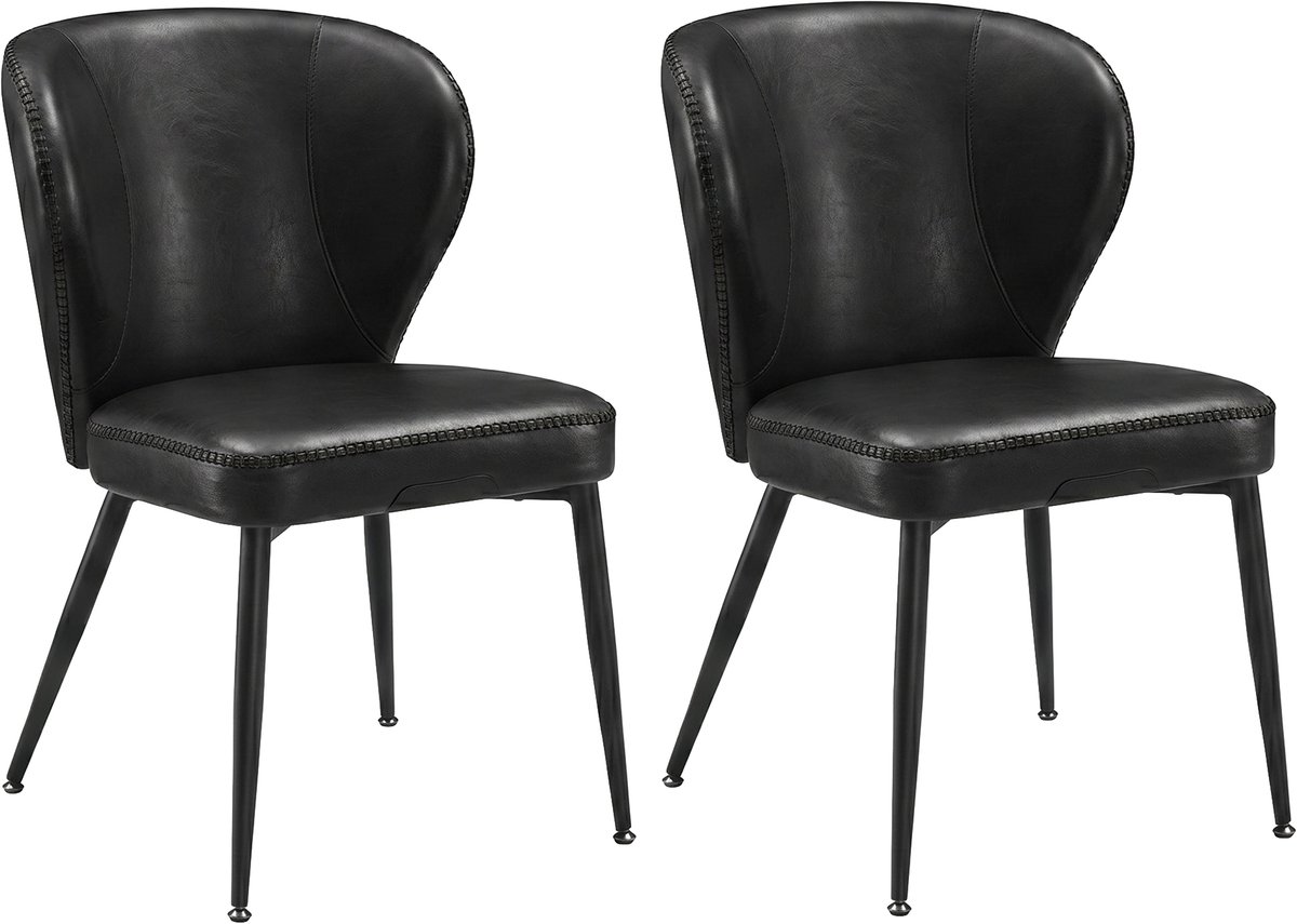 VASAGLE - Eetkamerstoel - Set van 2 Eetkamerstoelen - Kunstleer - Voor Lounge en Restaurant