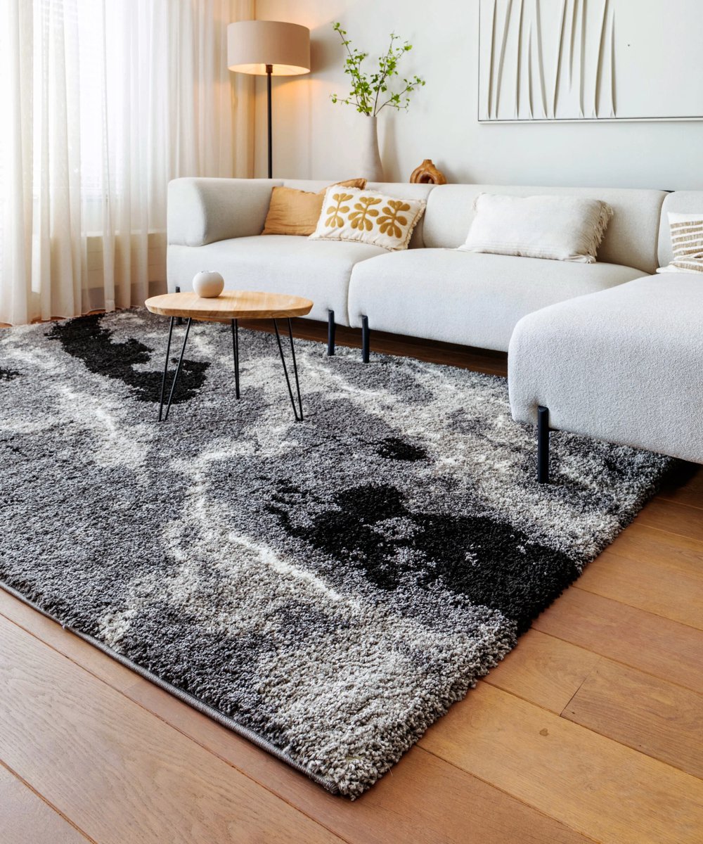 Hoogpolig vloerkleed Marble Artisan - grijs 120x170 cm