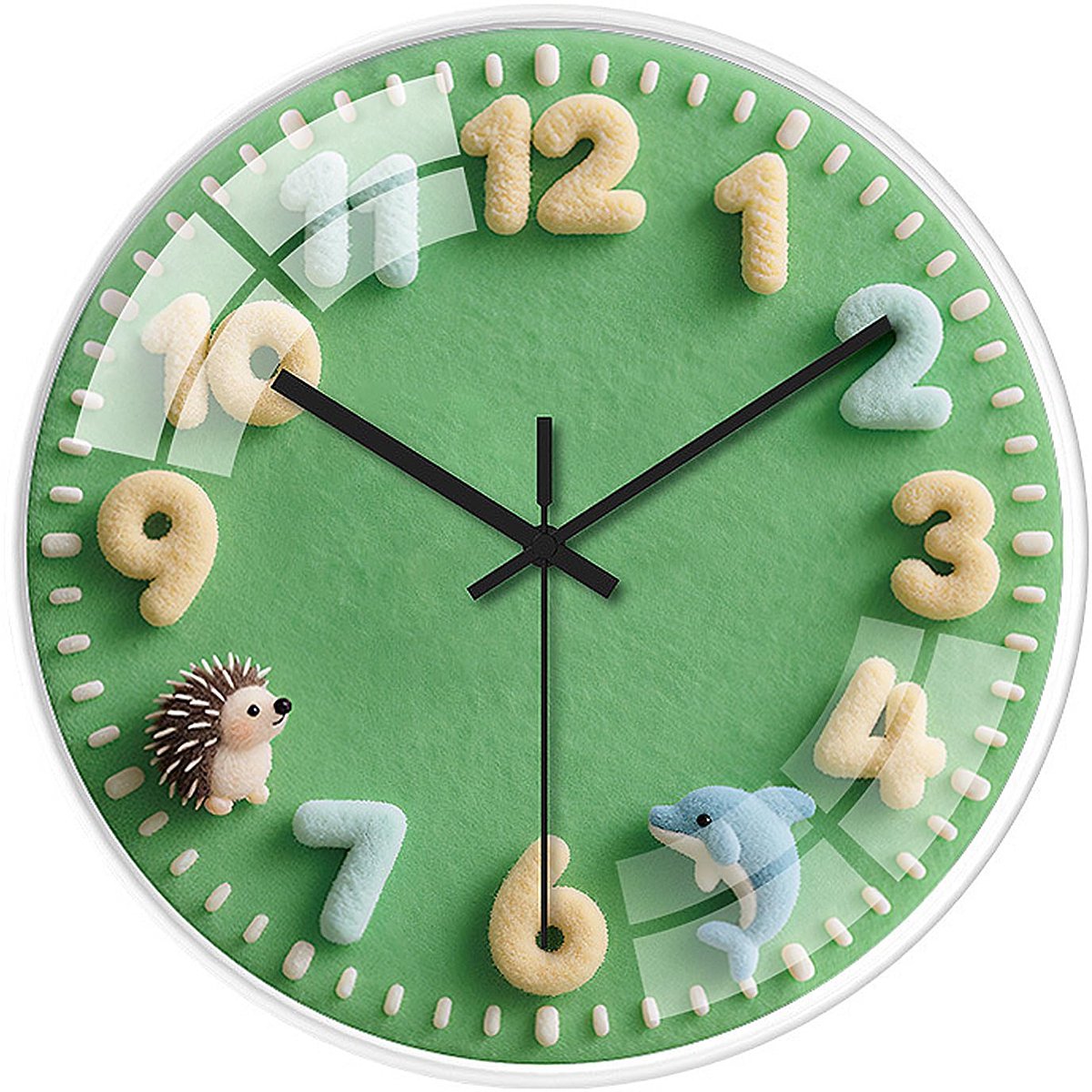 Wandklok voor kinderen, 30 cm, wandklok zonder tikkende geluiden, dierenmotief, decoratie, klok, ronde wandklok, kinderwandklok voor woonkamer, slaapkamer, klaslokaal, keuken, kinderkamer
