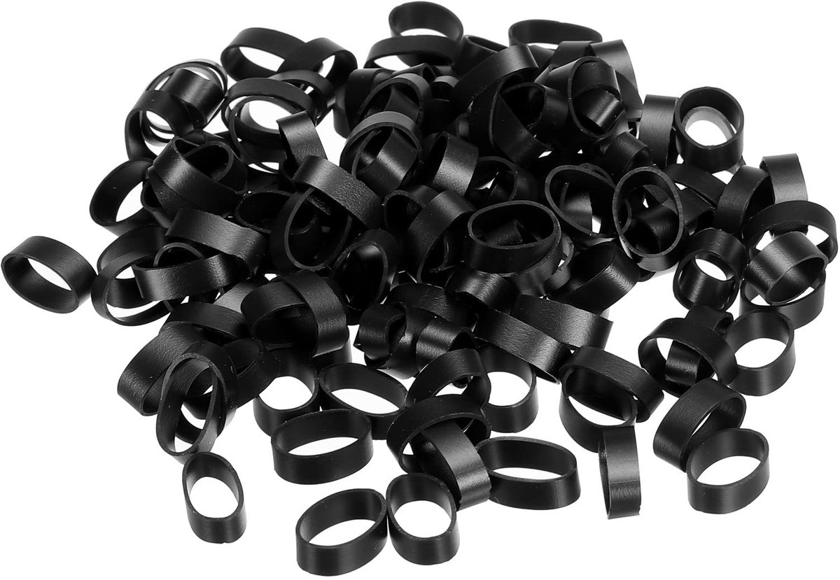 Elastiekjes kabelbinders 100 stuks antislip 5/8 inch plat zwart voor koordwikkeling, zakwikkels, kunst