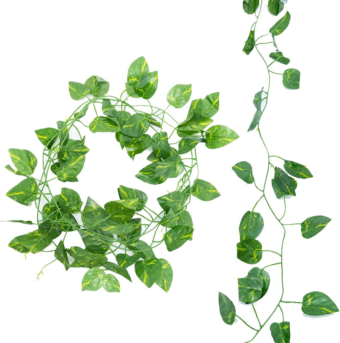 Scindapsus Kunstklimop, 1 stuk klimopslinger, namaakplanten, groene bladeren, hangende klimopslinger voor bruiloft, keuken, kantoor, tuin, balkon, slaapkamer, wanddecoratie