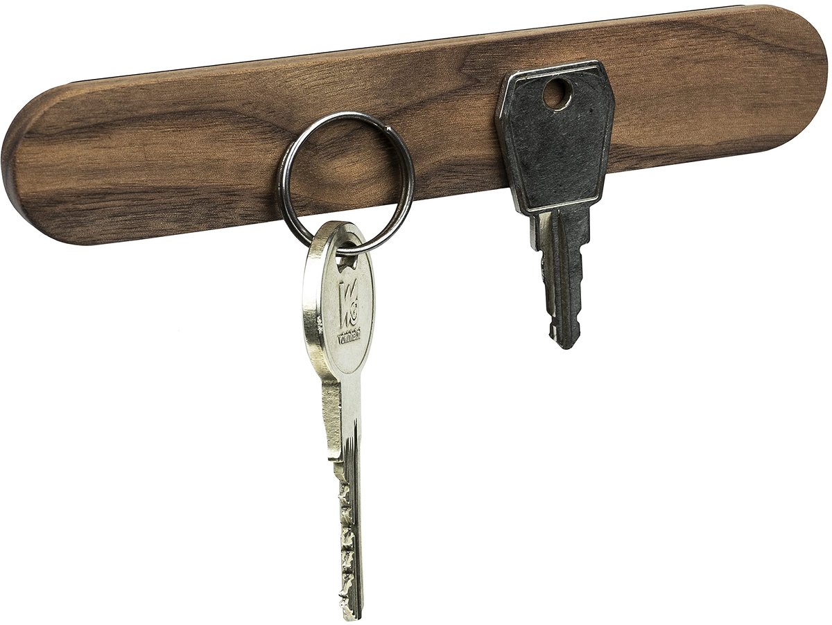 Sleutelorganizer, Sleutelhouder, Sleutelrek, Wanddecoratie, Zelfklevende sleutelhangerhouder, Wandgemonteerde sleutelhangers zonder boren, Houten sleutelhouder, Huisaccessoires (Donkerbruin)