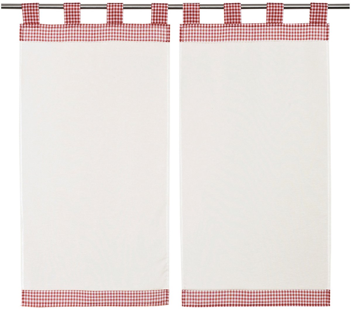 Gordijn, geruit, rood, 2 stuks, 45X90