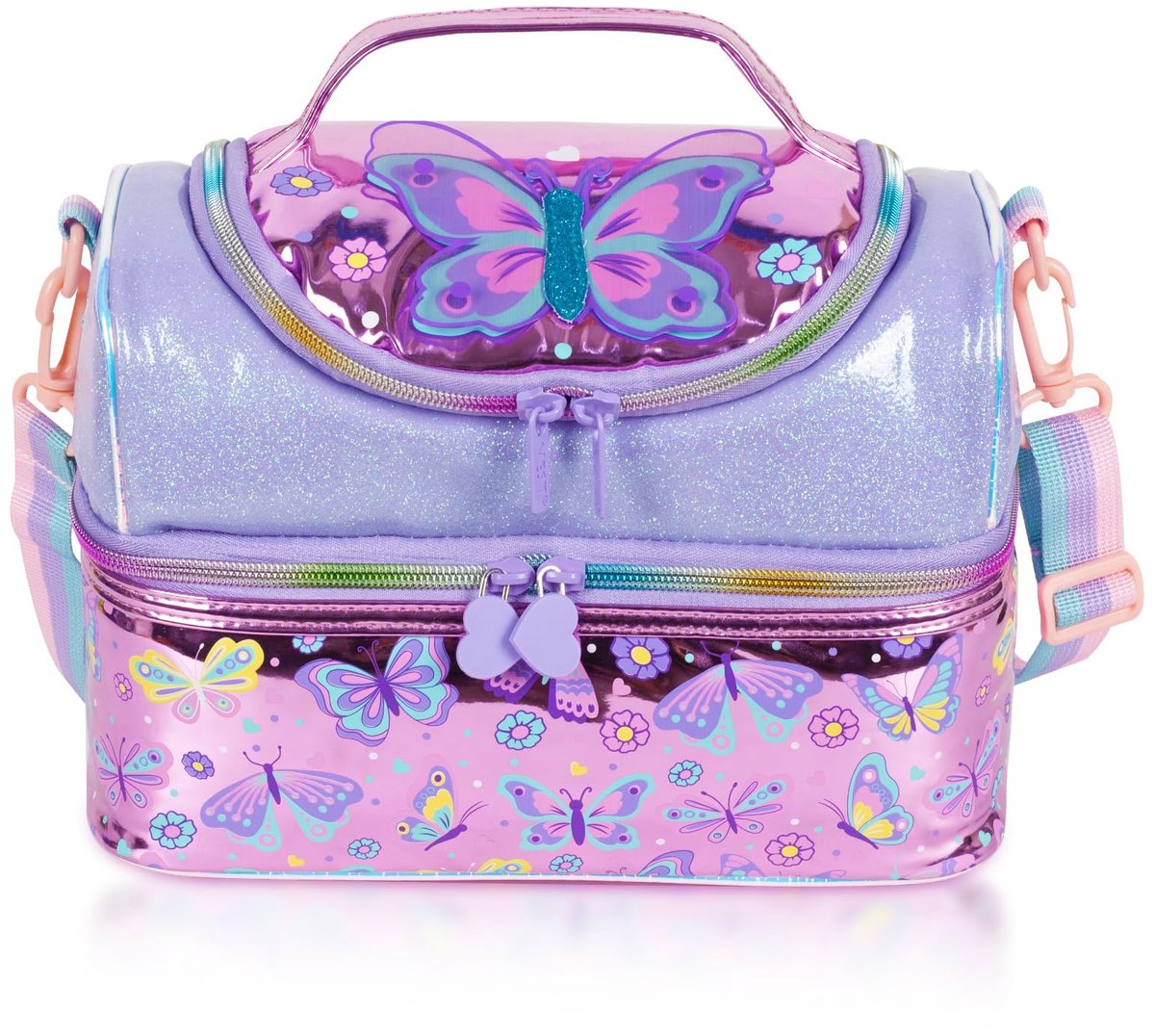 Kids Double Decker Cooler geïsoleerde lunchtas grote tas voor jongens, meisjes, mannen, vrouwen, met verstelbare riem, eenhoorn