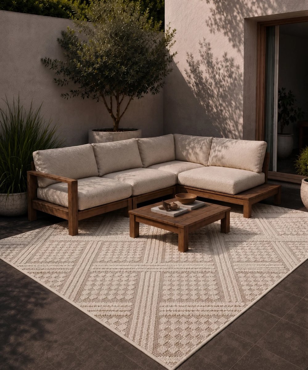 Jute buitenkleed - Dunor Vex naturel/wit 240x340 cm