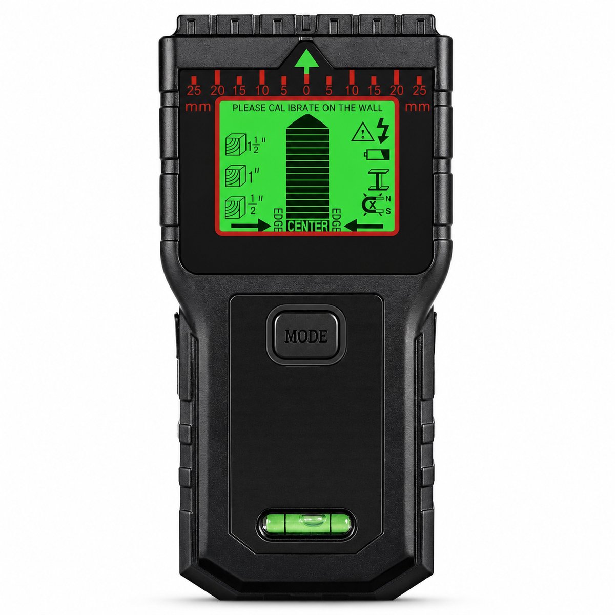 Digitale Leidingzoeker - Muurscanner voor Hout, Metaal en Stroomkabels - LCD-Scherm - Automatische Kalibratie - Zwart