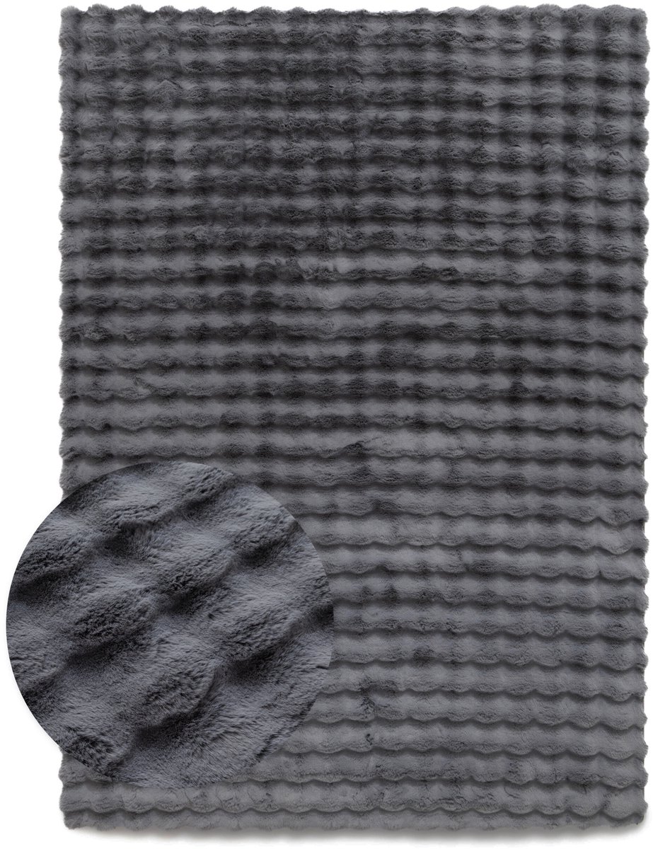 Fluffy vloerkleed - Cloud zilver 200x290