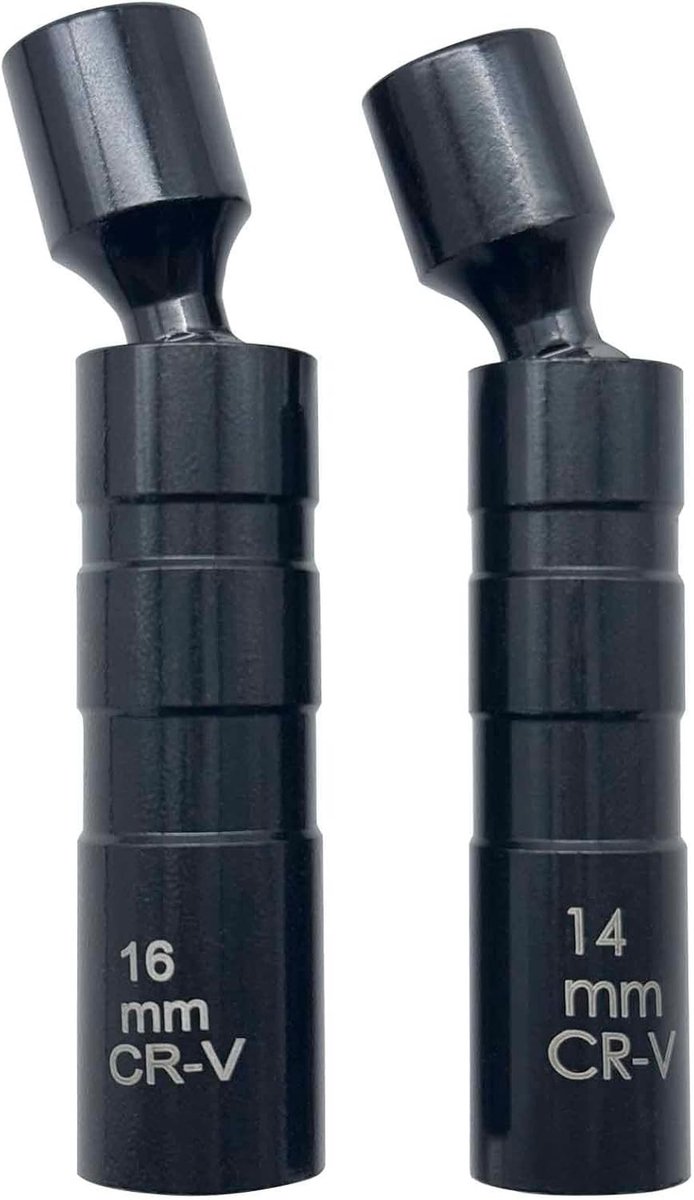 Set van 2 Dunne Wand Bougiekoppen - 3/8 Inch Universele 12-Punt Magnetische Bougiekop, Flexibele Bougiekop Verwijderaar voor 14mm & 16mm Bougies, Professioneel Gereedschap voor Bougiewissel