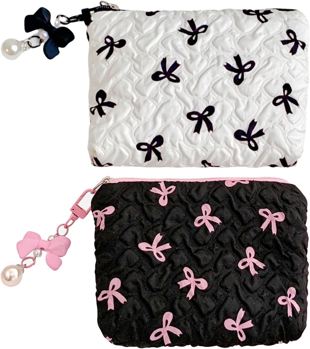 tas, kleine make-uptas, set met 2 stuks, mini-make-uptas, ideaal voor handtas, kleine toilettas voor dames, zwart
