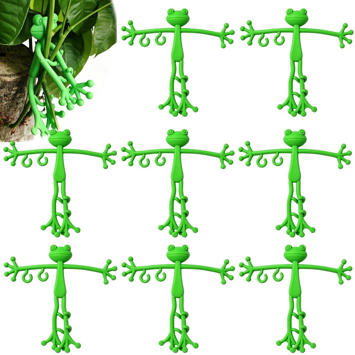 8 stuks kikkerplantenclips van zachte siliconen, flexibele plantenhouder voor klimplanten, klimop, vetplanten en potplanten, decoratieve plantenhulp voor binnen en buiten, plantenhouder