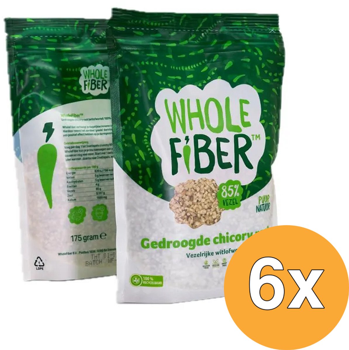 6x WholeFiber Gedroogde Chicory Root (175 gr)
