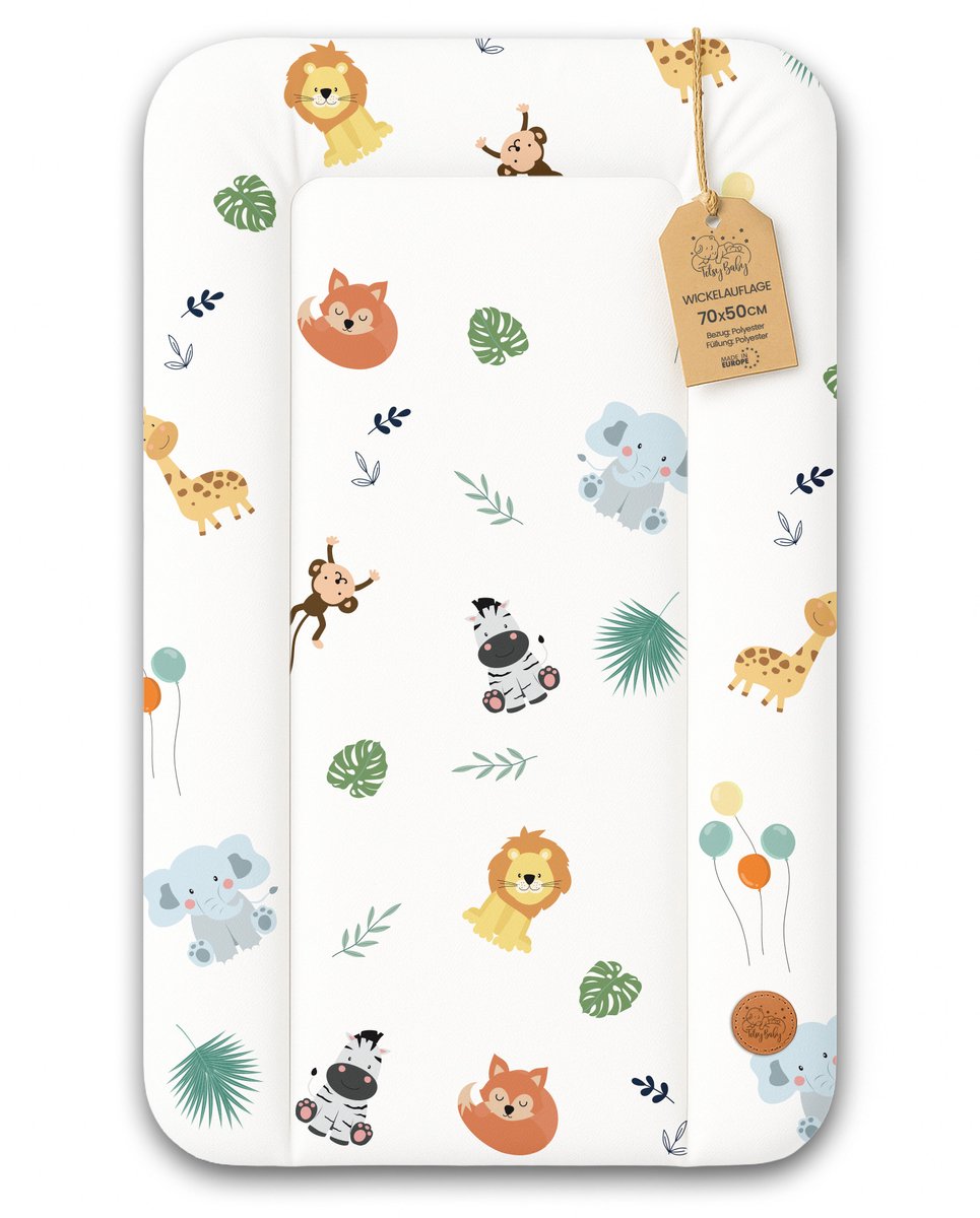 Verschoonmat Waterdicht Afwasbaar Baby 70x50 cm - Voor Verschoningsmeubel Verschoningselement Commode Wasmachine Zachte Hygiënische Mat Makkelijk Schoon Te Maken Oeko-Tex Safari
