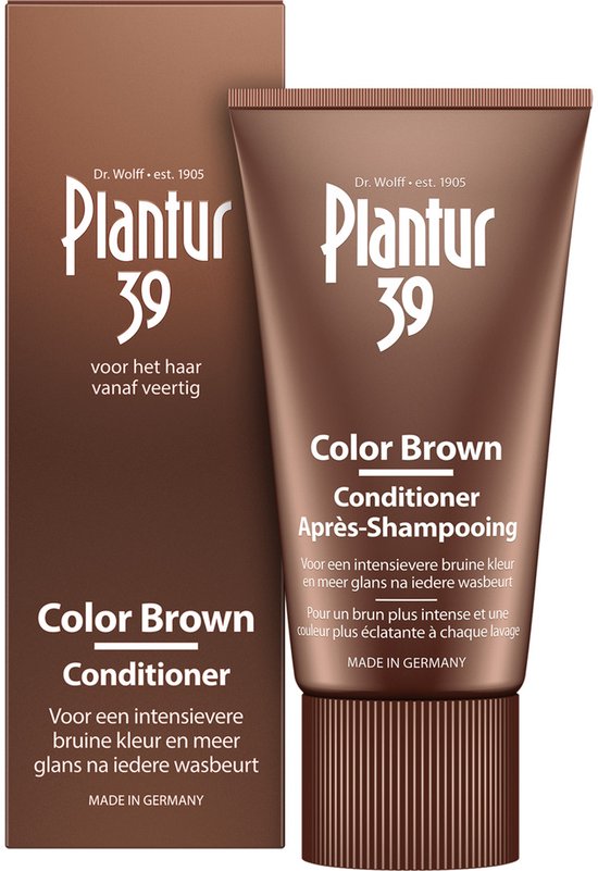Plantuur 39 Color Brown Conditioner voor het haar vanaf veertig. Bruine tube met een bruin kartonnen doosje.