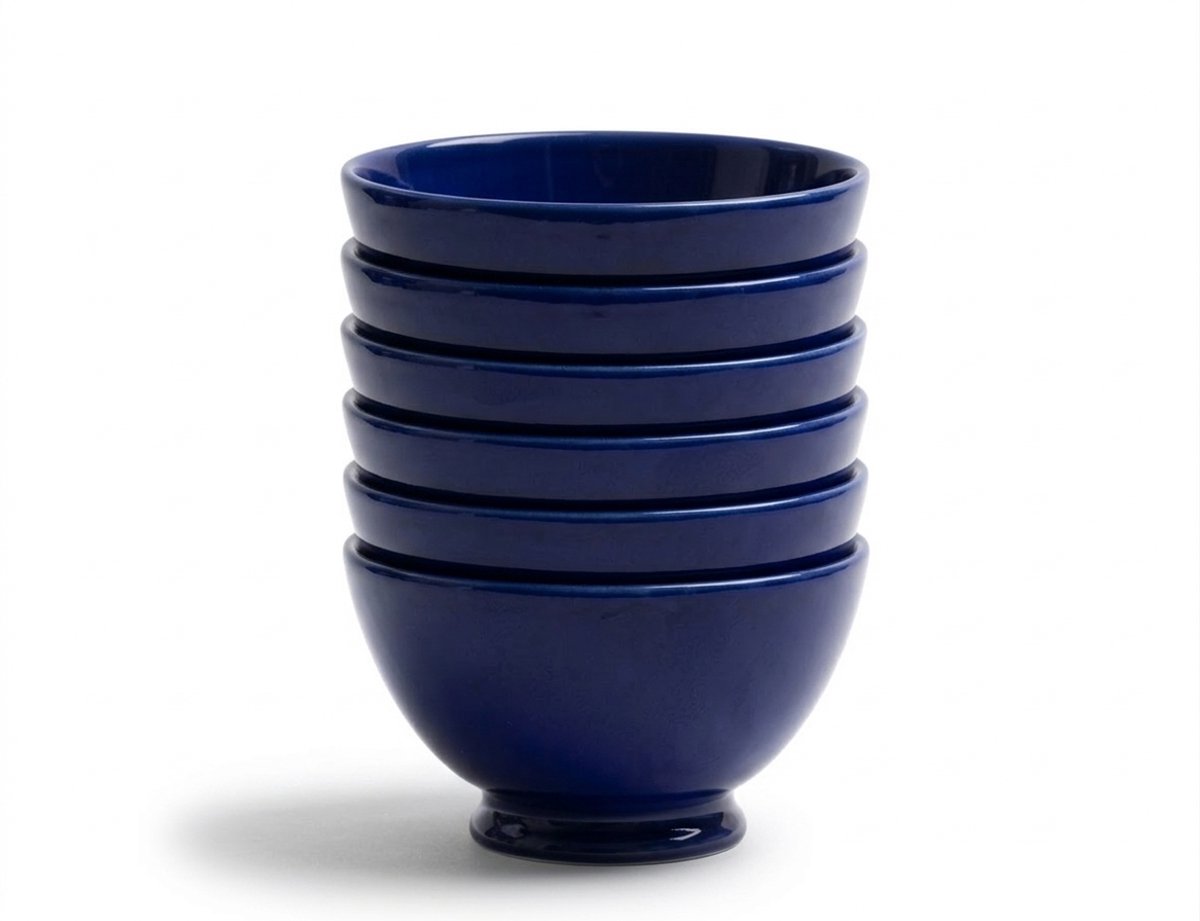 Royal Boch Boerenblauw Kom 13cm donkerblauw op voet set van 6