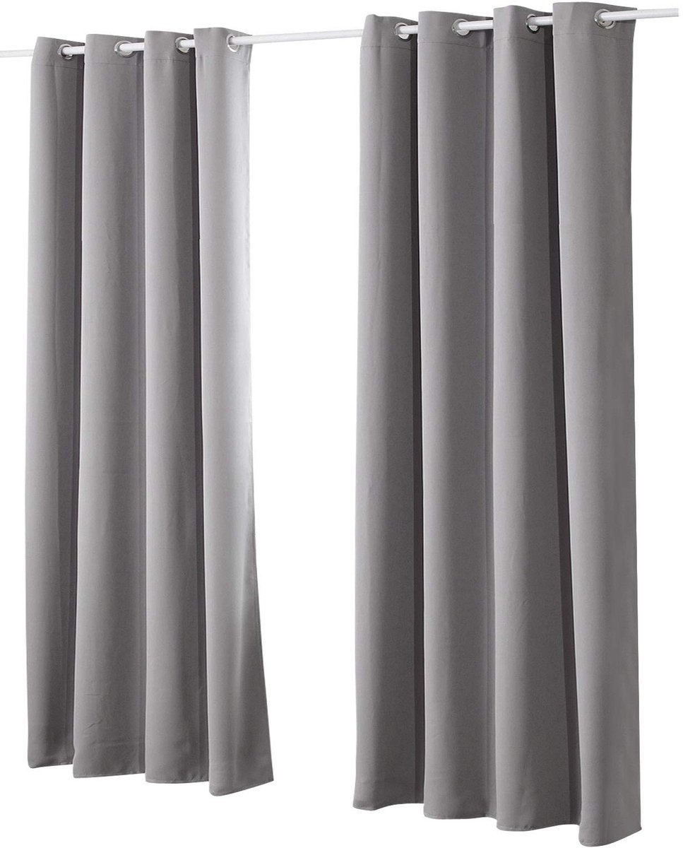Verduisteringsgordijn met oogjes 2 stuks Gordijn Lichtdicht Verduisteringsgordijn in Donkergrijs 135x245 cm Thermogordijn voor Slaapkamer Gordijn Lichtondoorlatend Oogjesgordijn Oogjesgordijn