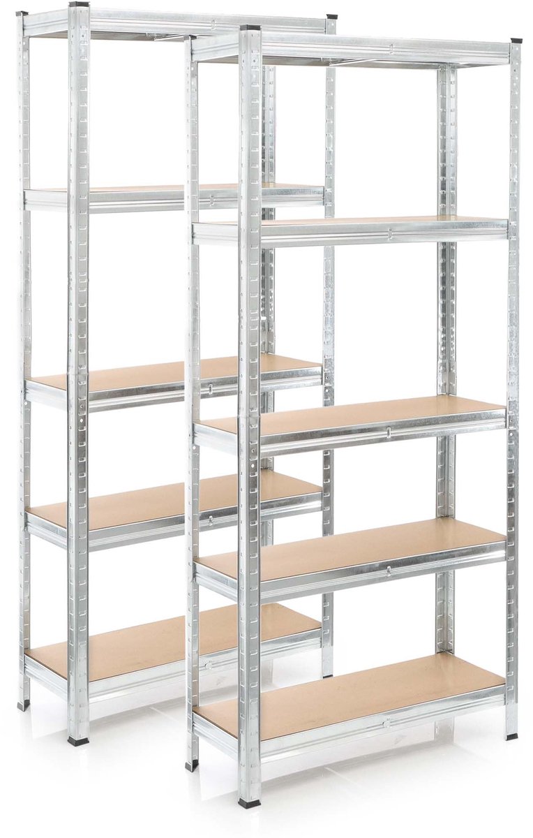 2x magazijnrek verzinkt 174x75x30 cm, totale draaglast 875 kg, stalen stellingkast, 5 planken