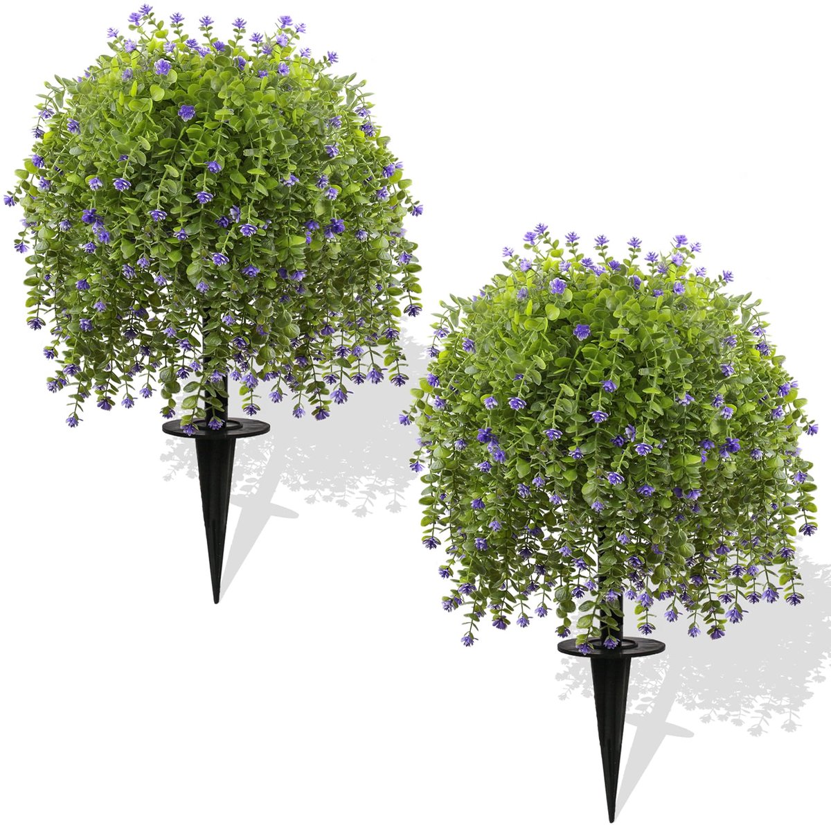 Kunstmatige Geldboomstruiken 60 cm - 2 Stuks met Grondsteken, UV- en Weerbestendig - Voor Buiten en Binnen (Tuin, Erf, Binnenhuisdecoratie)