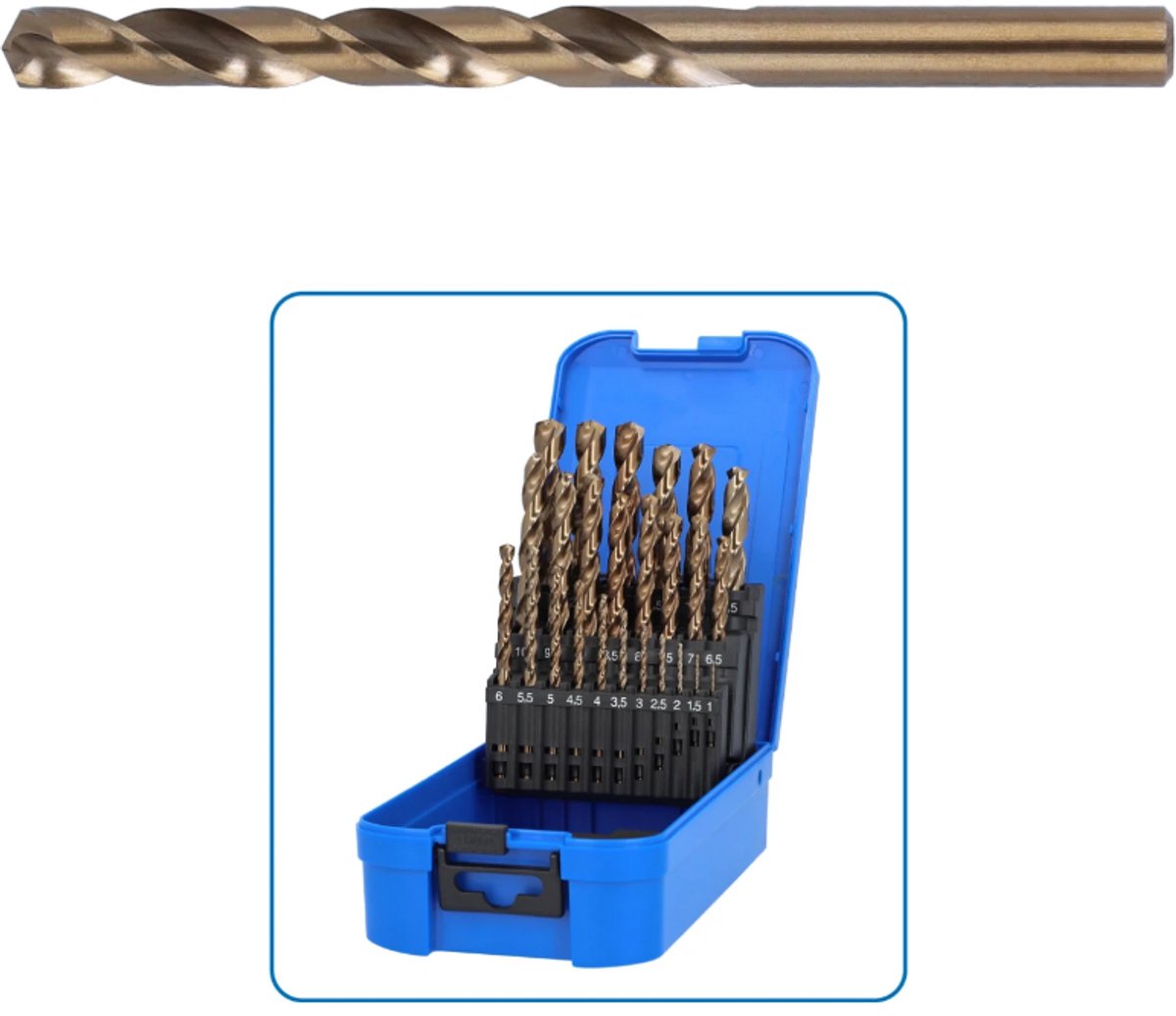Labor metaalboren ø1,0-13,0mm HSS- Cobalt 5% spiraal DIN 338 - per 25 delig (AK910025)