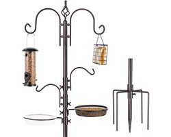 Deco Vogelvoederstation Kit Vogelvoederpaal Multi Wild Bird Feeder Hangstation Kit met Metalen Suet Feeder Vogelbad voor het aantrekken van wilde vogels